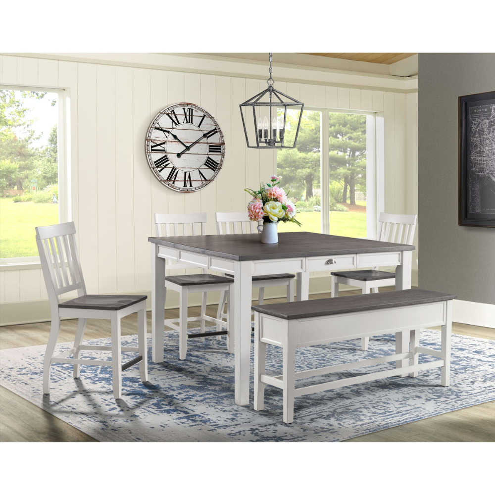 Kayla Dining Table Storage Bench W/Grey Top