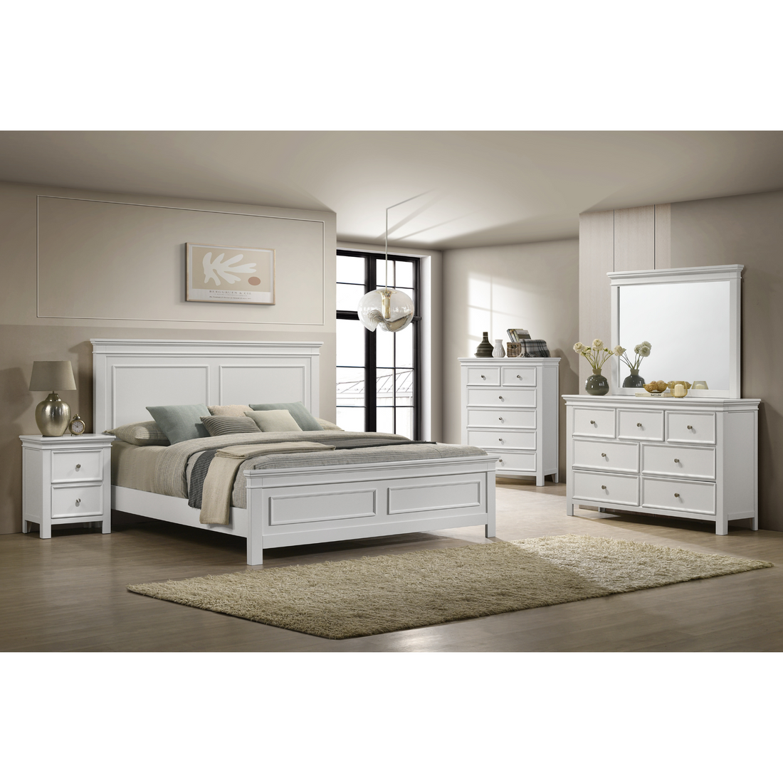 Provence White Wood King bed B513-W-Bed