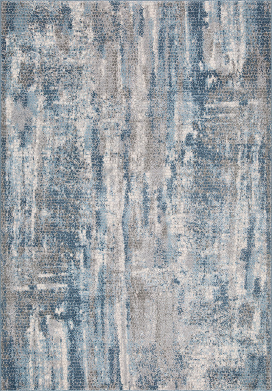 Abstract Watercolor Rug in Blue and Cream