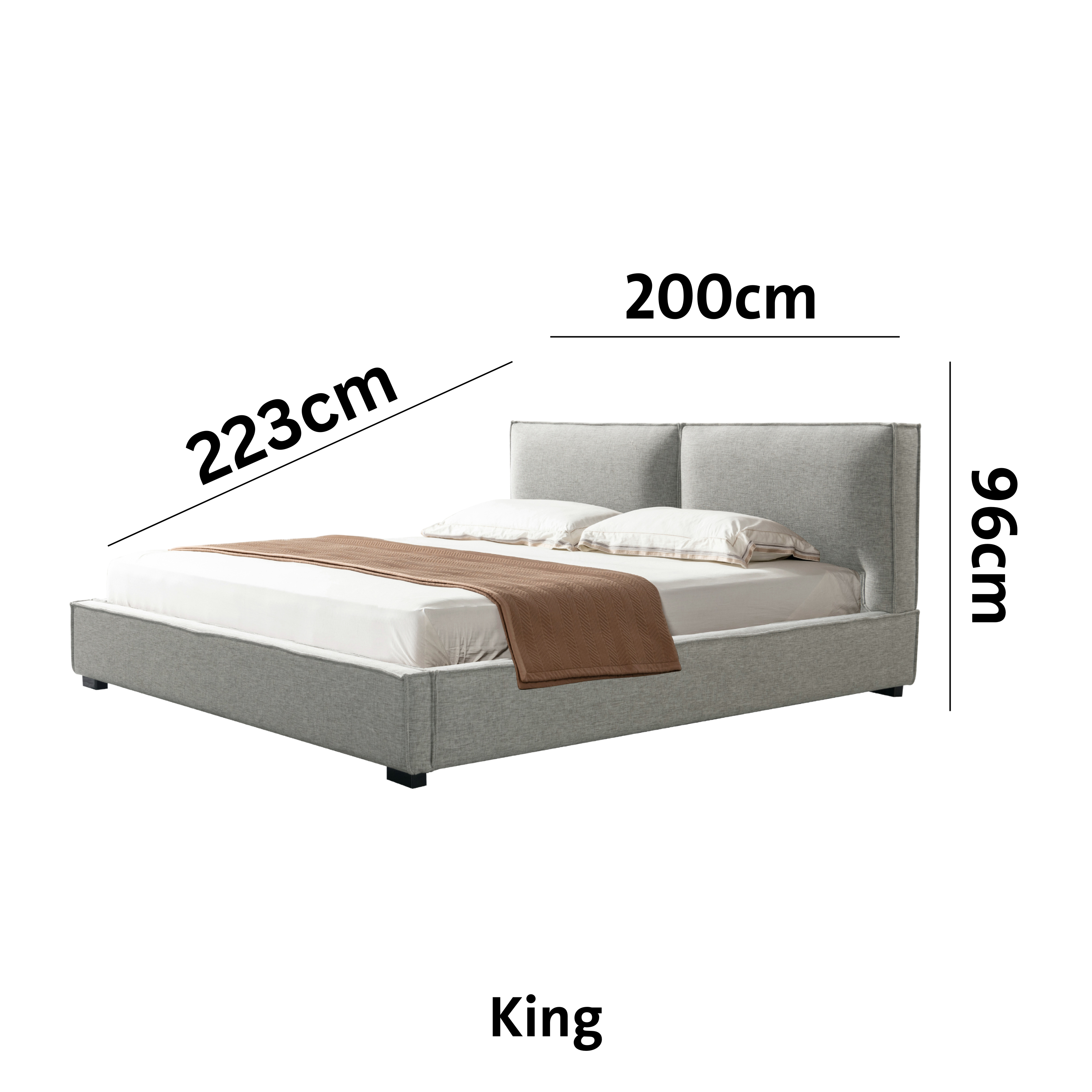 Plush Palace Grey King Bed (King/Queen)