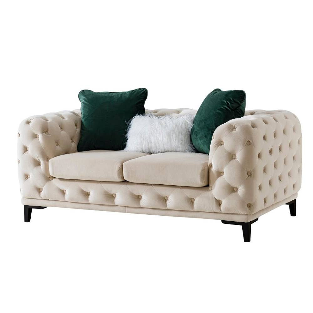 Statement Tuft Off-White Loveseat (176cm)