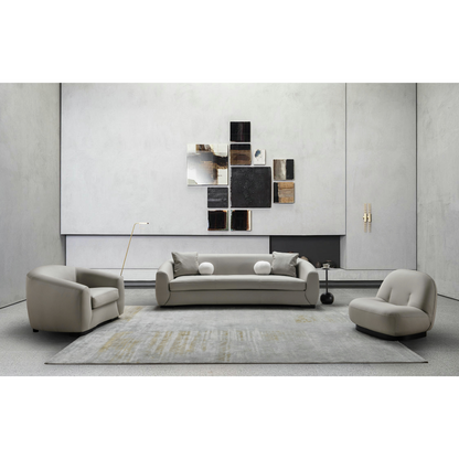 Boucle brown leather sofa