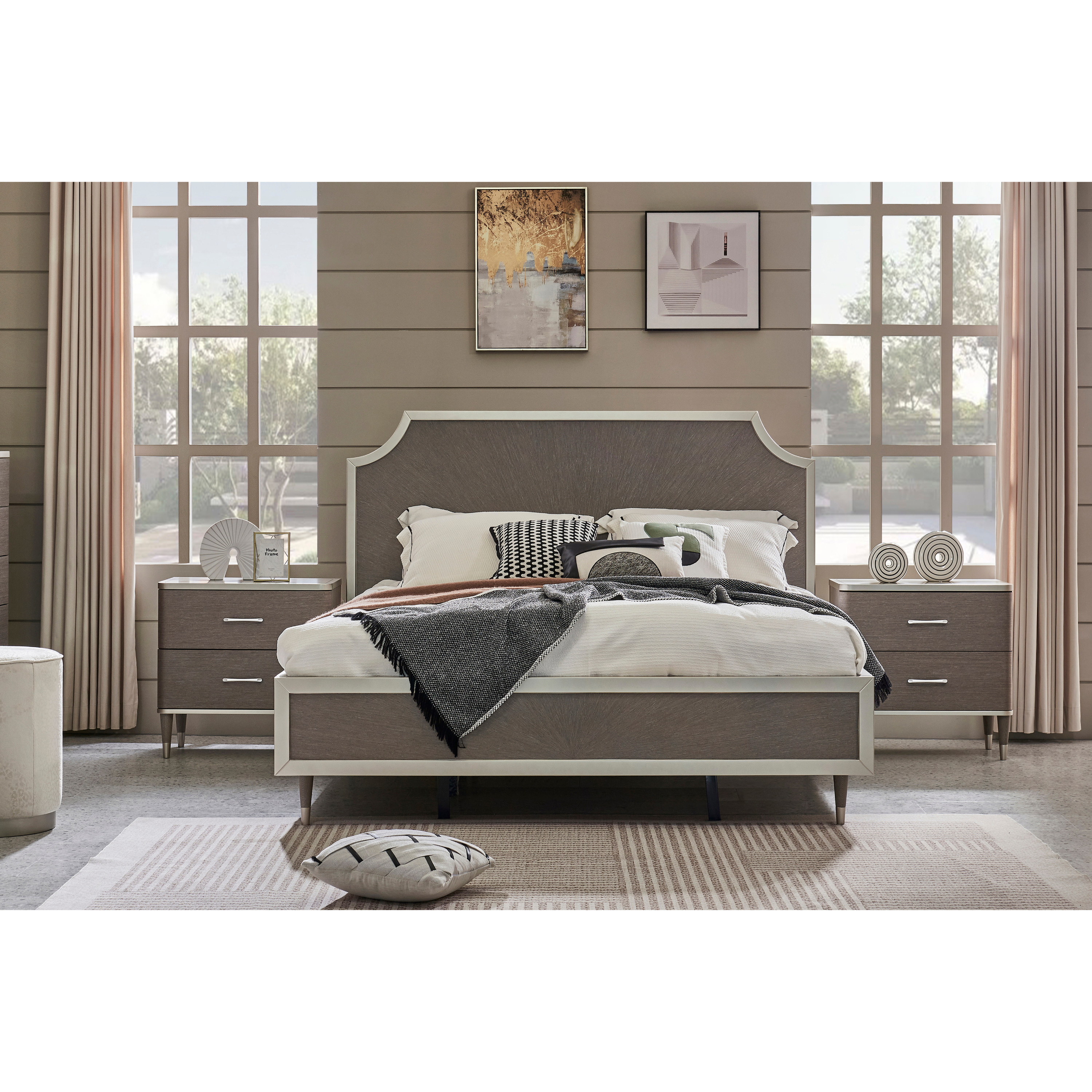 Berlin Gray King Bedroom Set With Two Free Gift GLASS TABLE LAMP