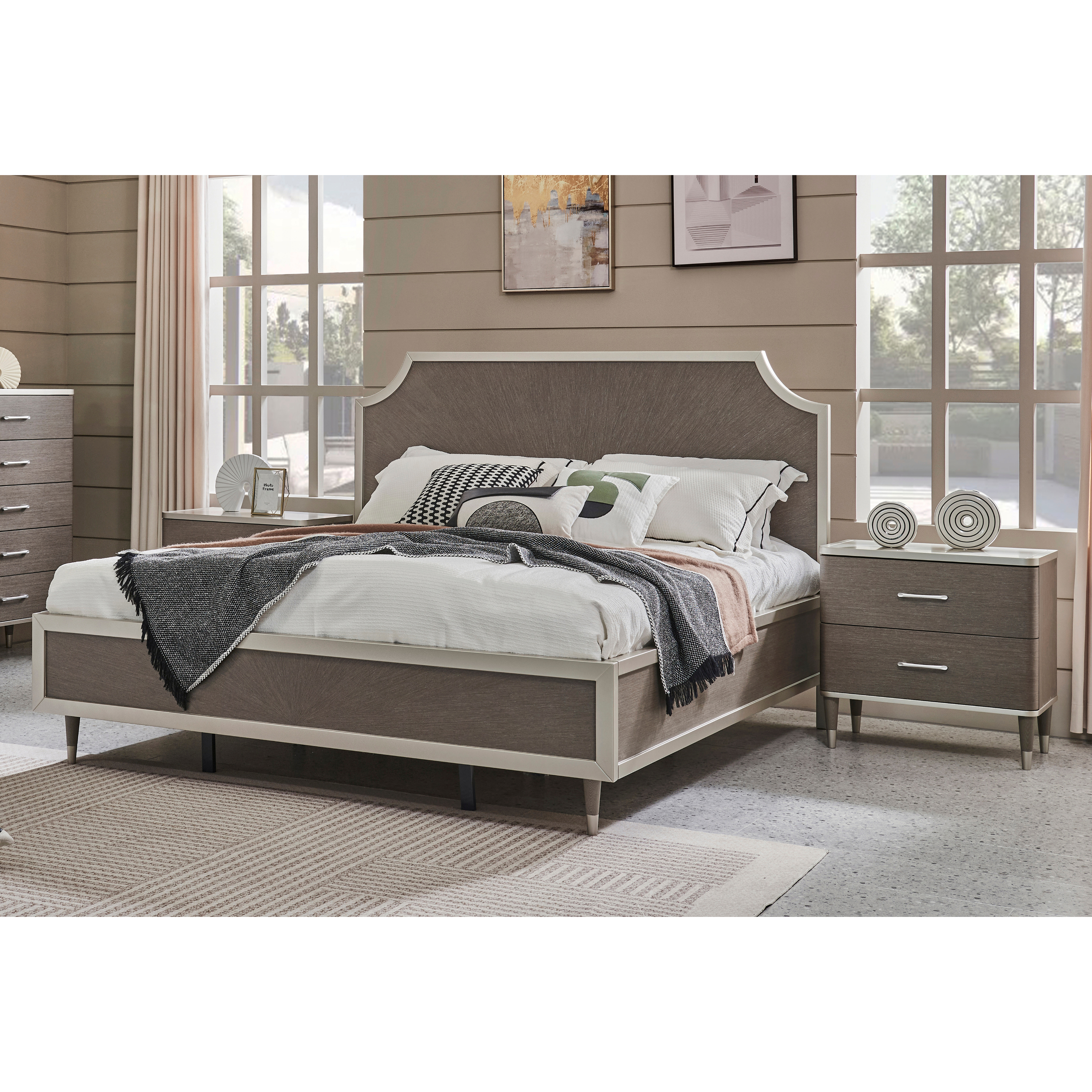 Berlin Gray King Bedroom Set With Two Free Gift GLASS TABLE LAMP