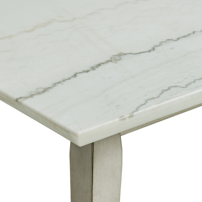 Bette Dining Table W/White Marble Top In White E
