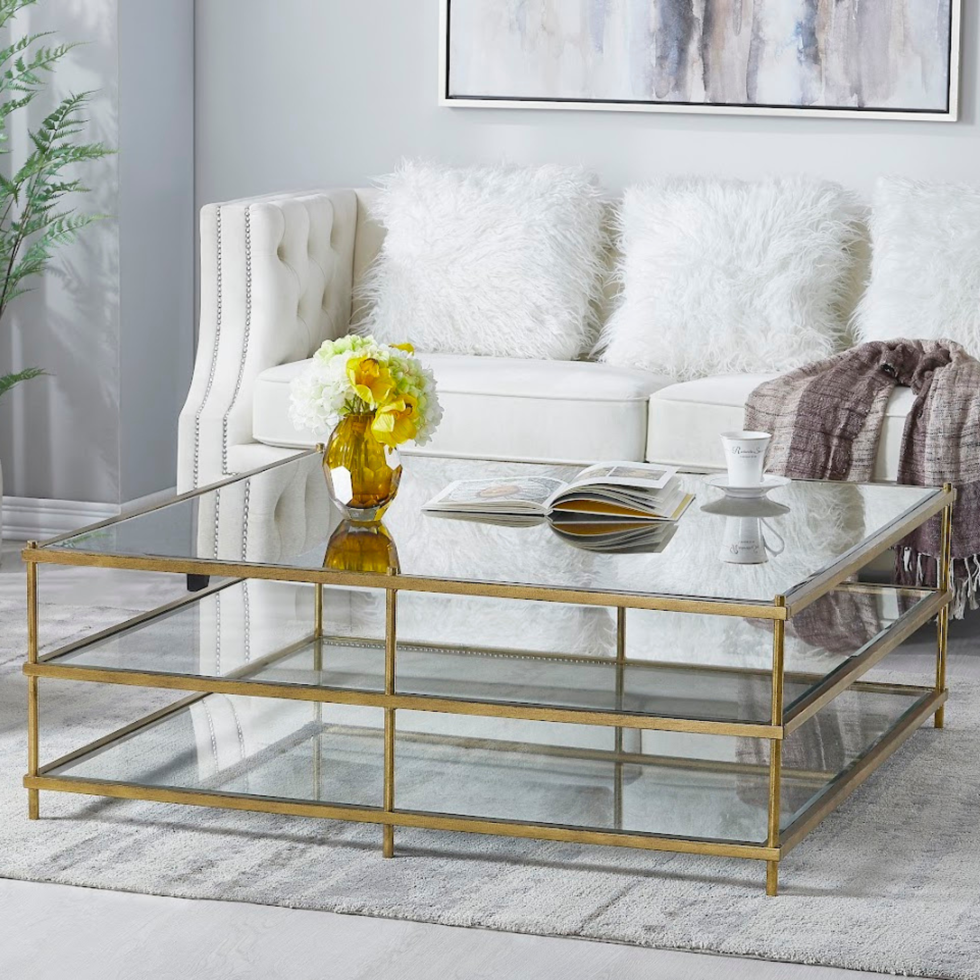 Gold Foil finish Coffee TABLE (8785185931585)