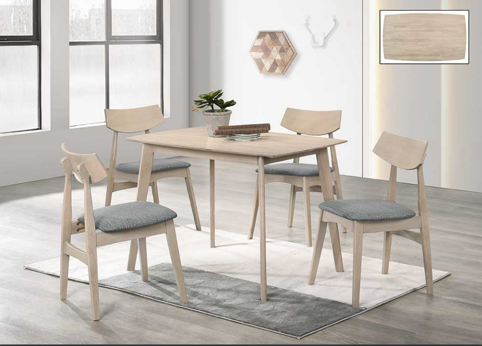 Megan grey wash dining table-4 seater set (6650904805472)