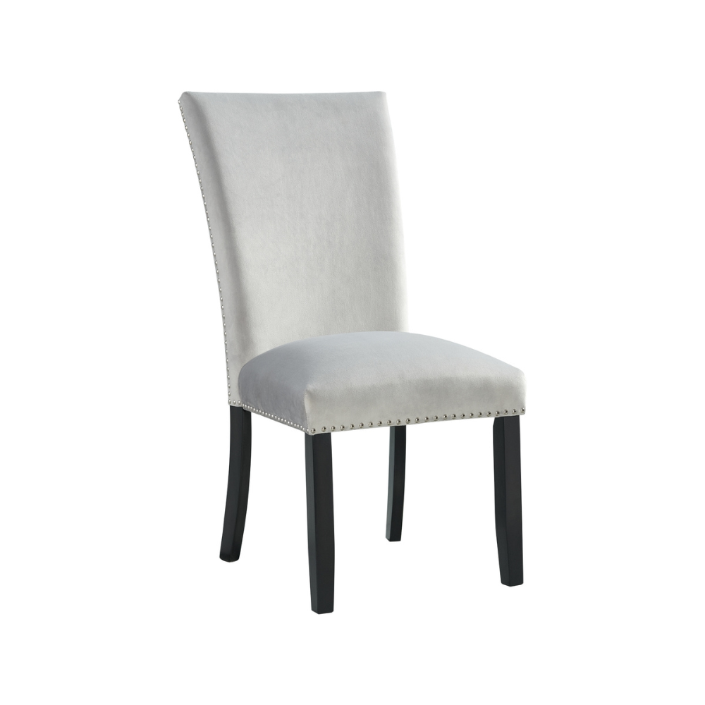 Francesca Rectangular Dining Grey Velvet Side Chair W/ Nailhead Trim (6630959251552)