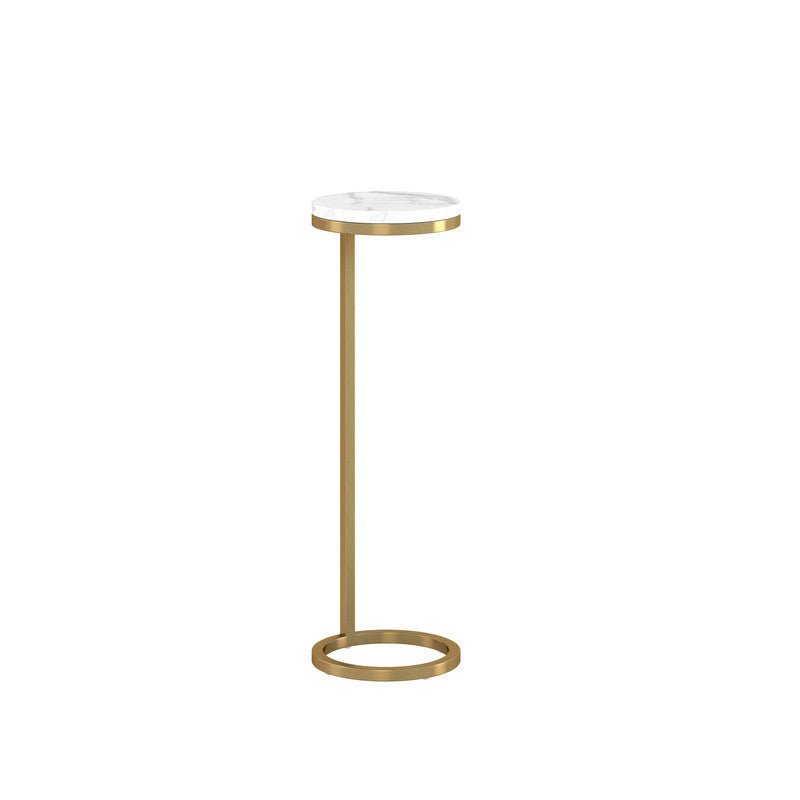 8Inch Brass Martini Round Table With Carrara Marble
