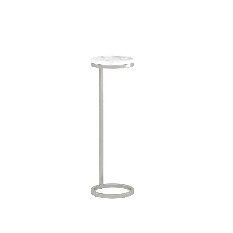 8Inch Brushed Nickel Martini Round Table With Carrara Marble