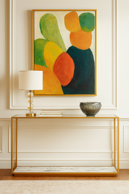 Amerah CONSOLE TABLE - White Arabescato Gold Finish