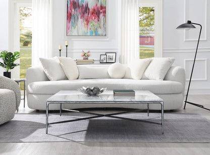 Square Silver Coffee Table with Marble Top