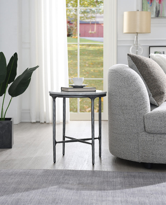 Round Side Table with Marble Top