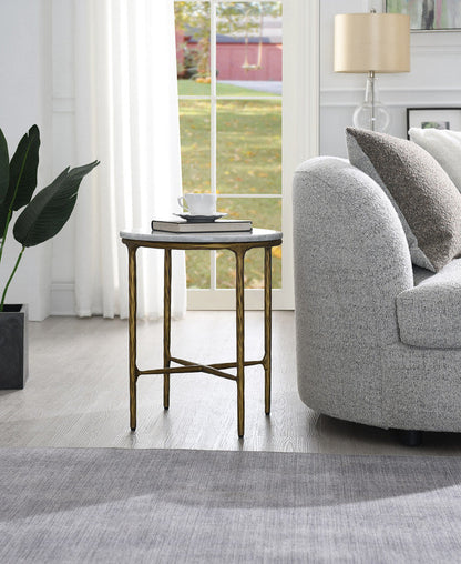 Round Side Table with Marble Top