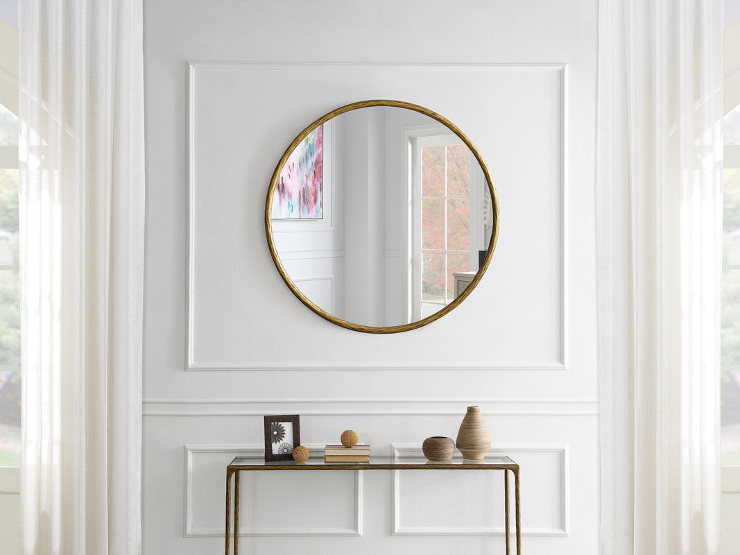 iron Round mirror- Gold-MEDIUM