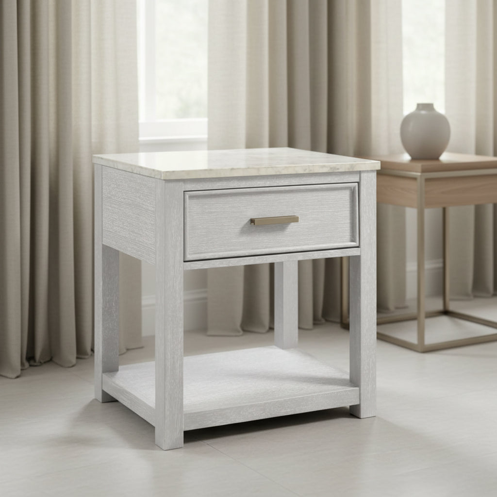 Sergio Gray Wood Nightstand