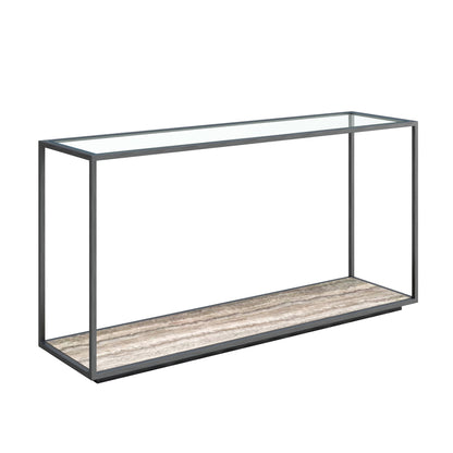 Amerah CONSOLE TABLE - Gray Travertine Grey Finish