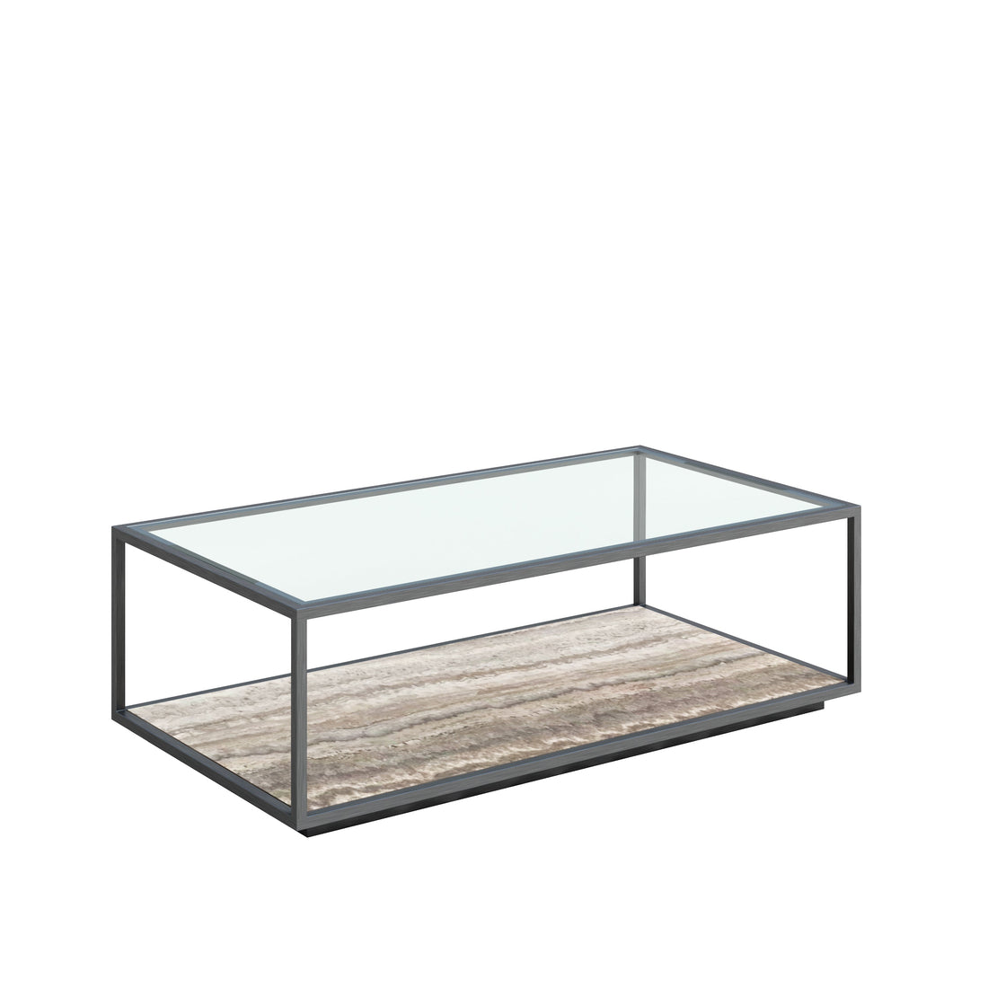 Amerah REC COFFEE TABLE - Gray Travertine Grey Finish