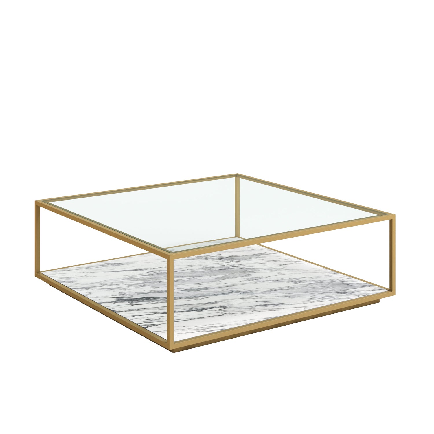 Amerah COFFEE TABLE - White Arabescato Gold Finish