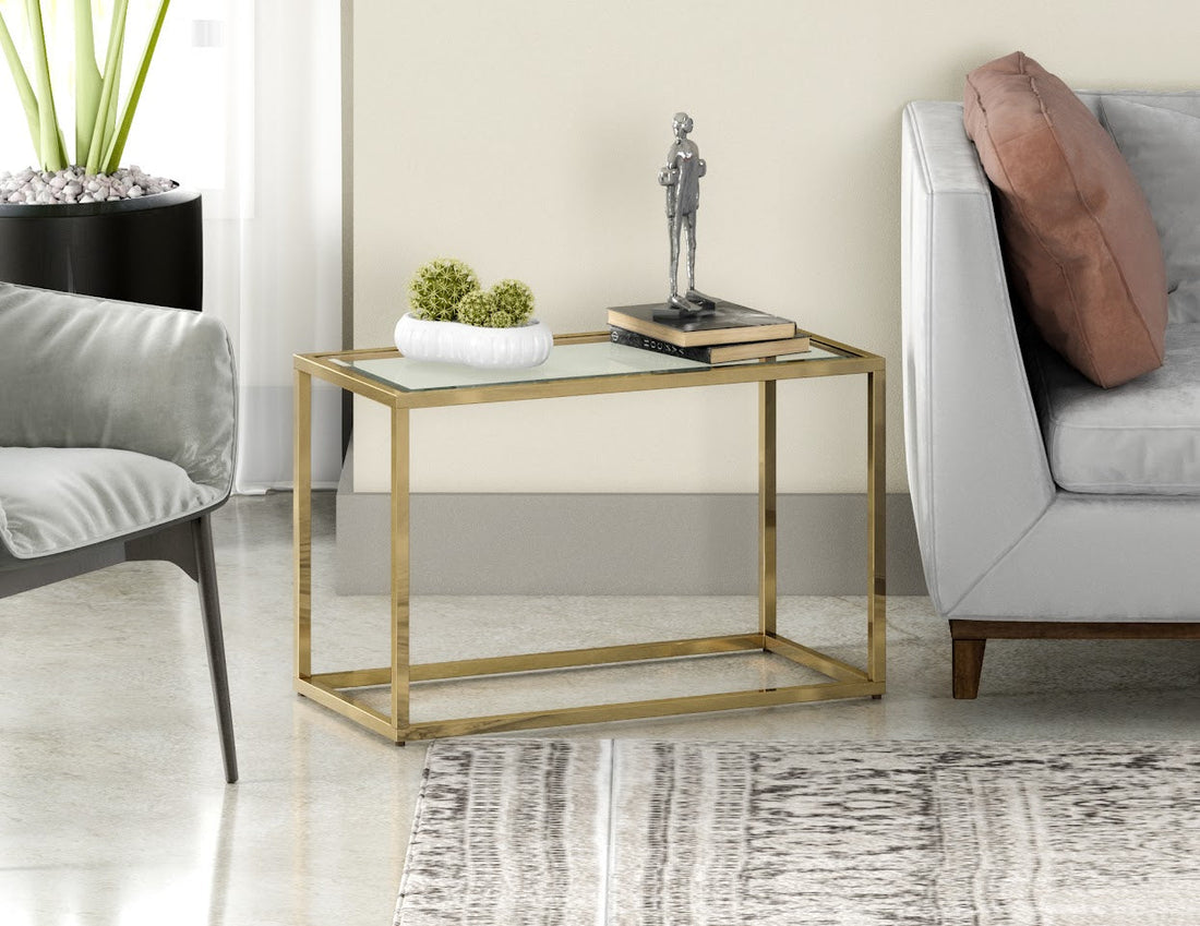 GOLD Glass RECTANGULAR SIDE TABLE (6650221232224)