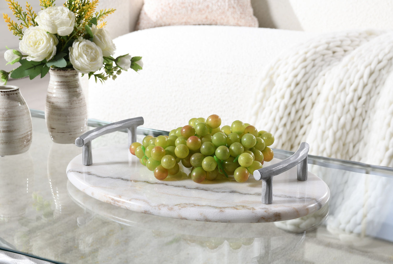 Luxo Marble Tray Silver Hands