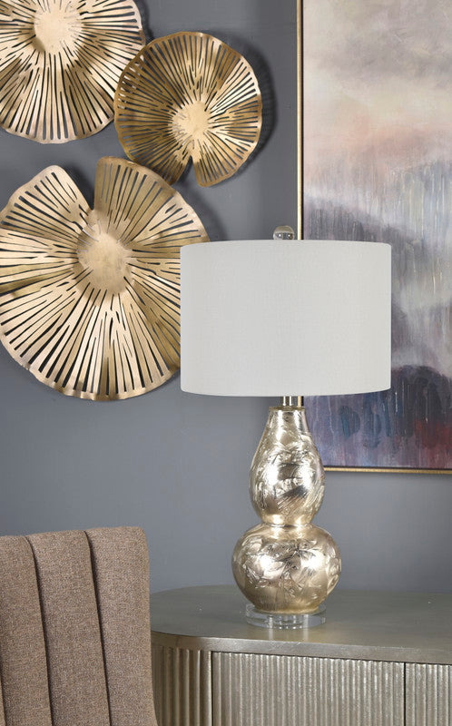 30&quot; HT FLOOR LAMP 16&quot;X16&quot;X11&quot; SHADE; with crystal base