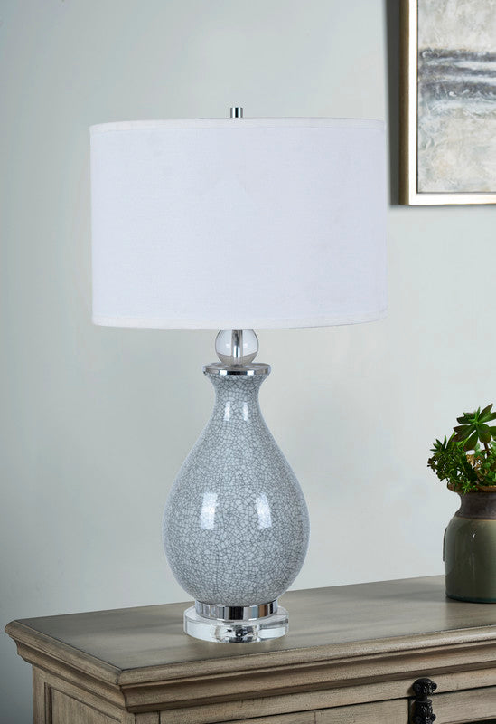 Jarvis Table Lamp  28&quot;Ht.,Ceramic&amp;Crystal  Blue Crackle Fini