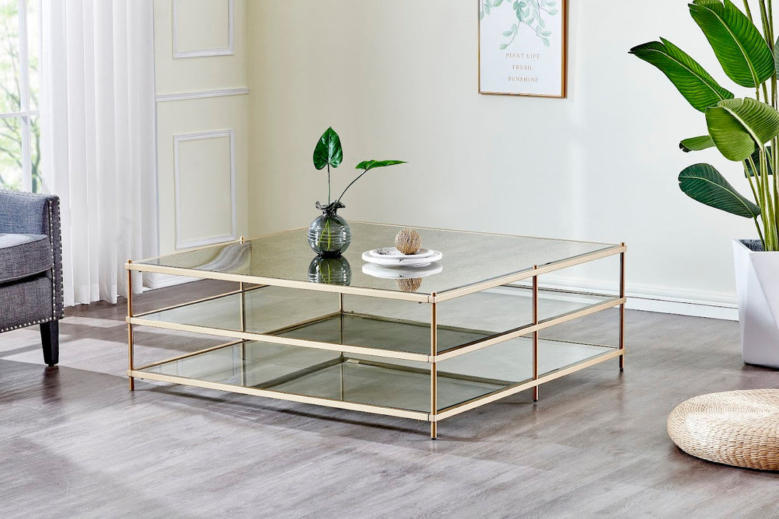 Gold Metal Square Coffee Table
