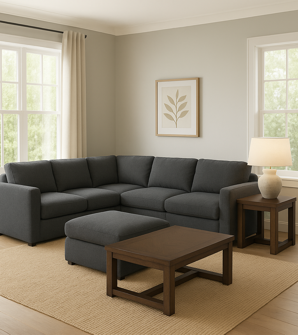 Cloud 9 Charcoal Sectional with Hardy Occasional(Coffee Table1/End Table1)