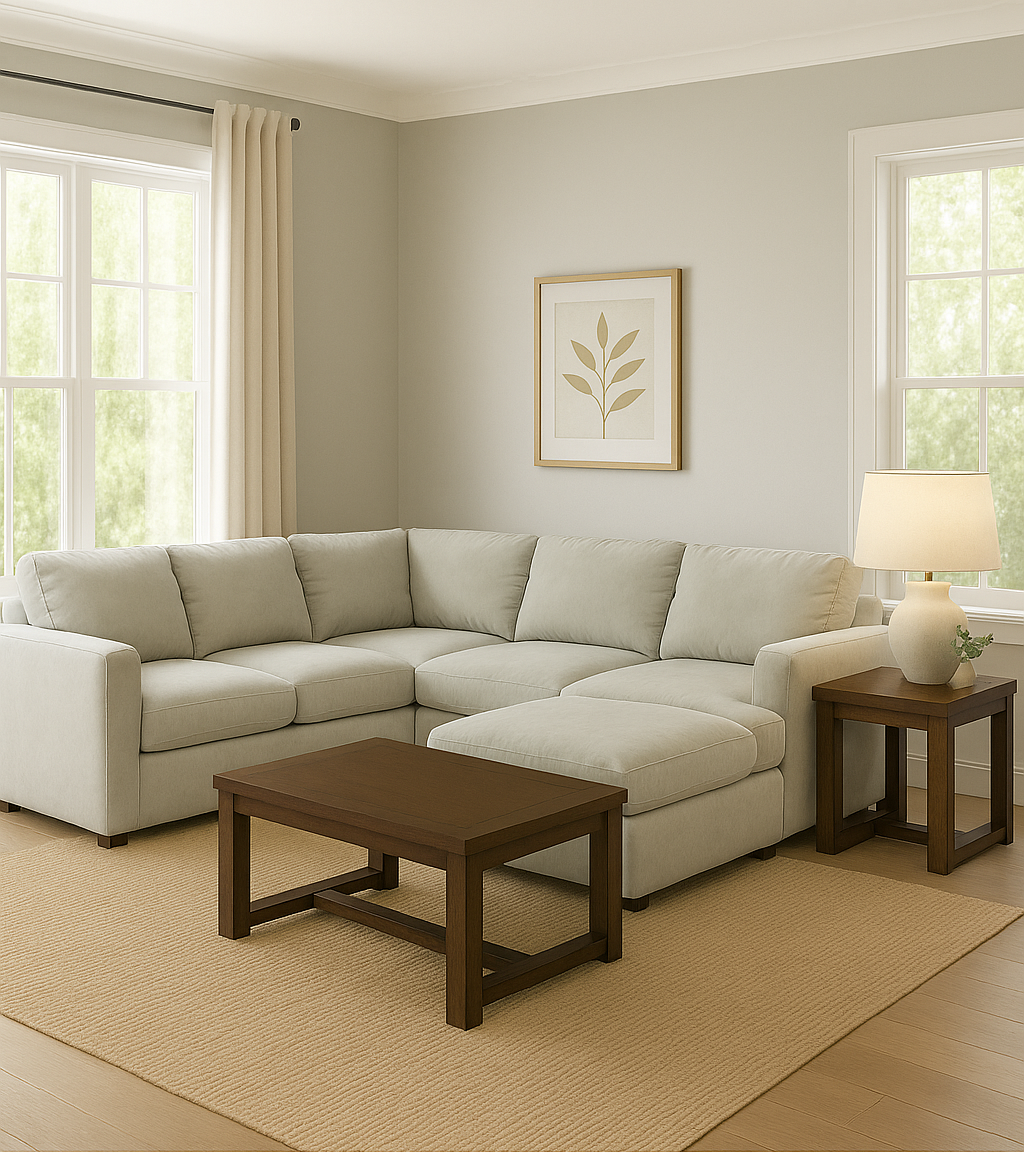 Cloud 9  Light Grey Sectional with Hardy Occasional(Coffe Table1/End Table1)