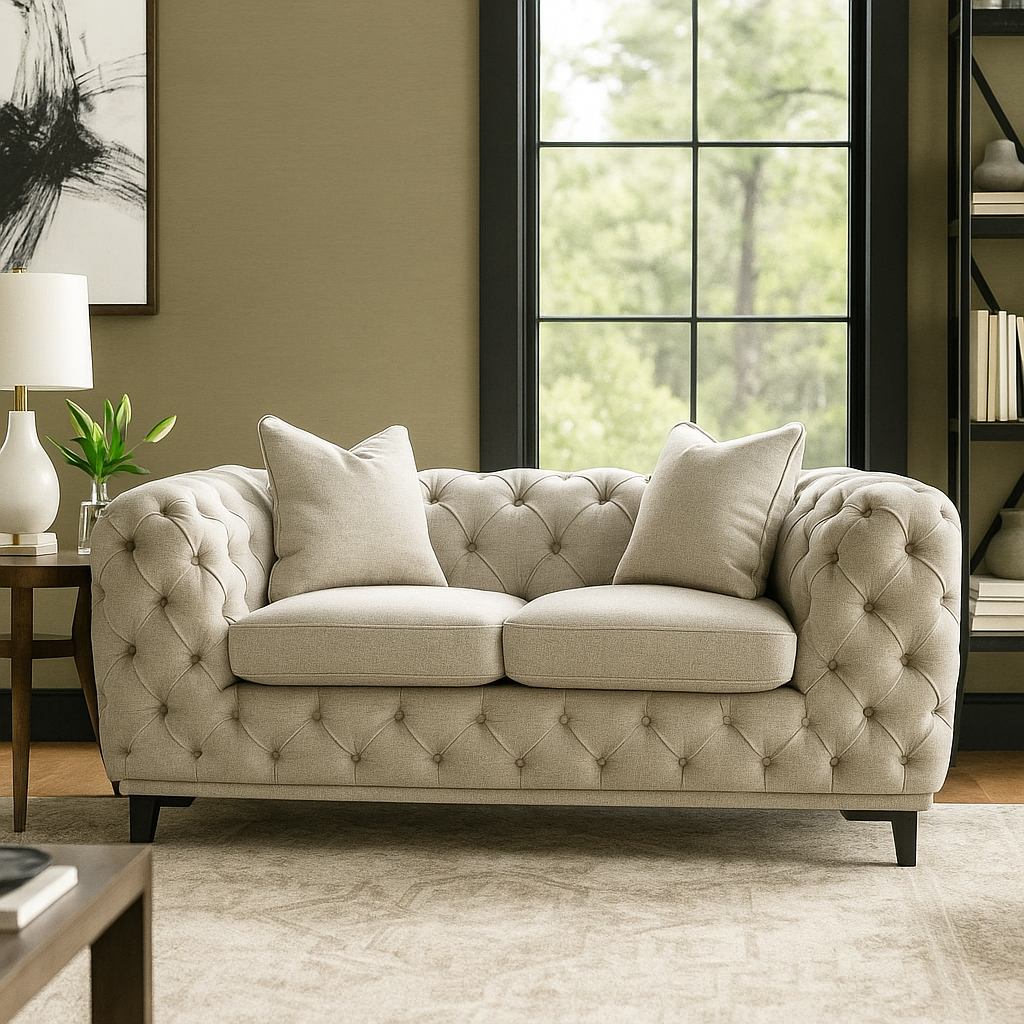 Plain Tuft 2 Seater Loveseat
