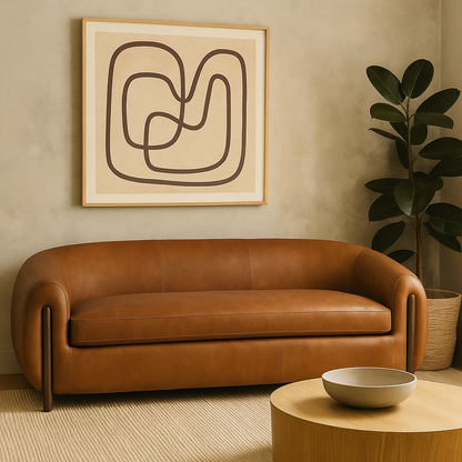Grace Brown Leather  Loveseat (188Cm)