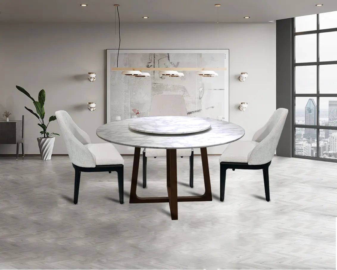 Bamboo White Marble Dining Table-4 Persons