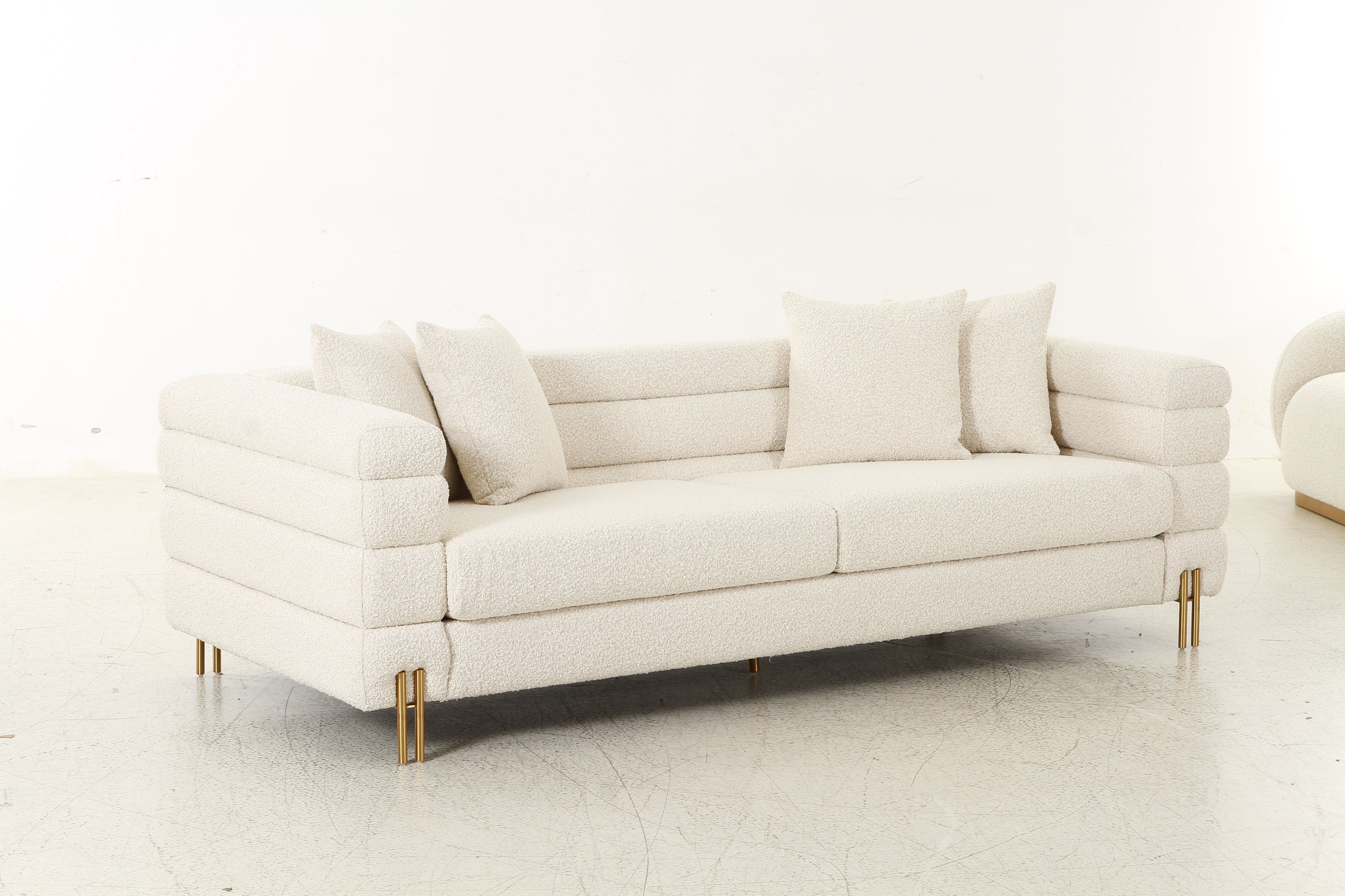 Layers Square Bouclé Cream Sofa (232cm)