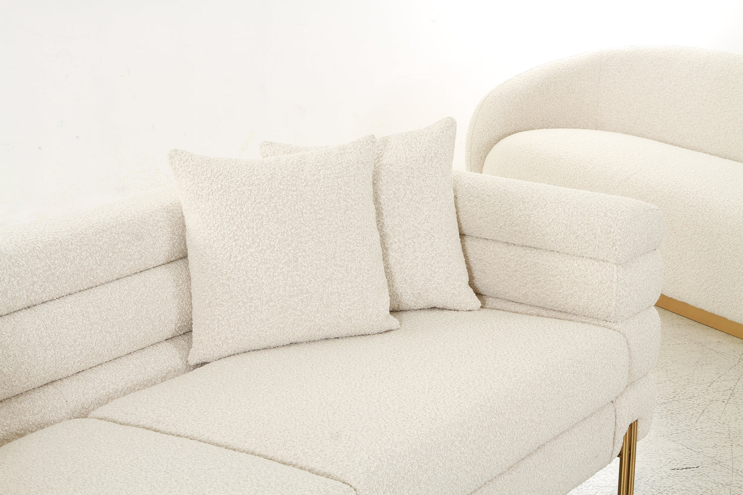 Layers Square Bouclé Cream Sofa (232cm)