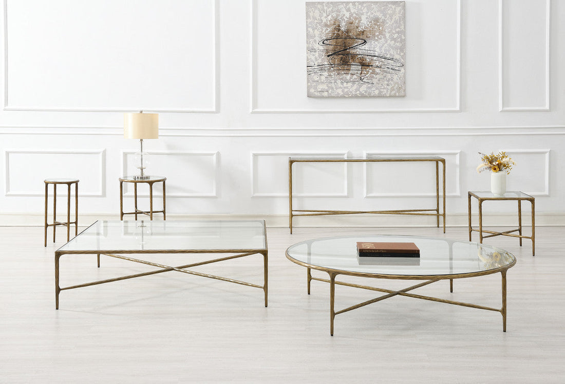 Gold Console Table with Glass Top