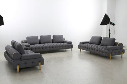 Tufting Dark Grey 4 Seater Sofa (280cm)