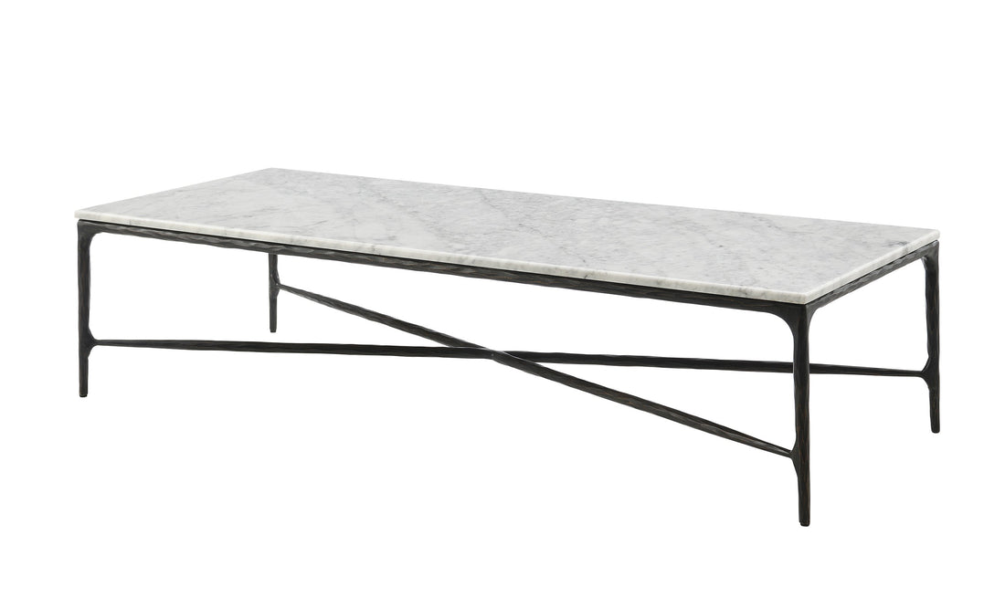 Luxo Coffee Table With Marble Top and Black Leg