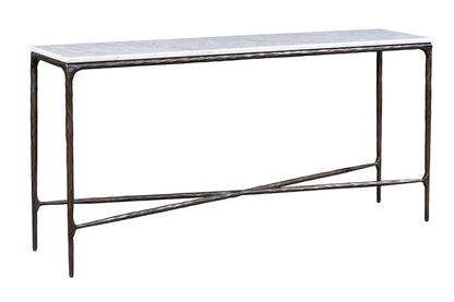 Silver Console Table with Marble Top