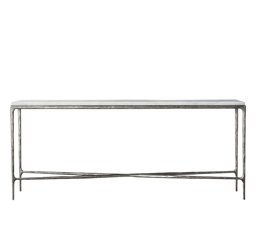 Silver Console Table with Marble Top