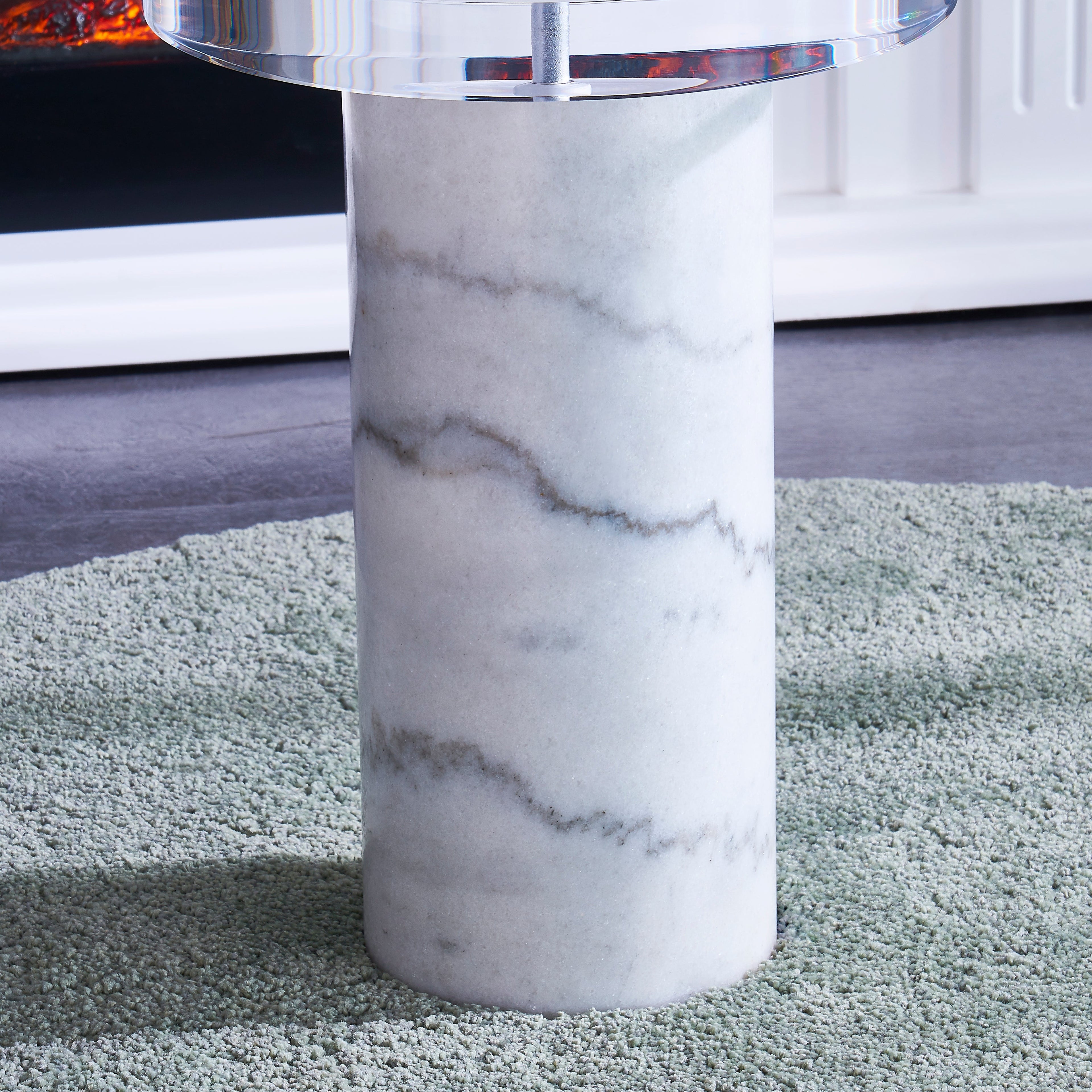 Marble end table wiht the acrylic top