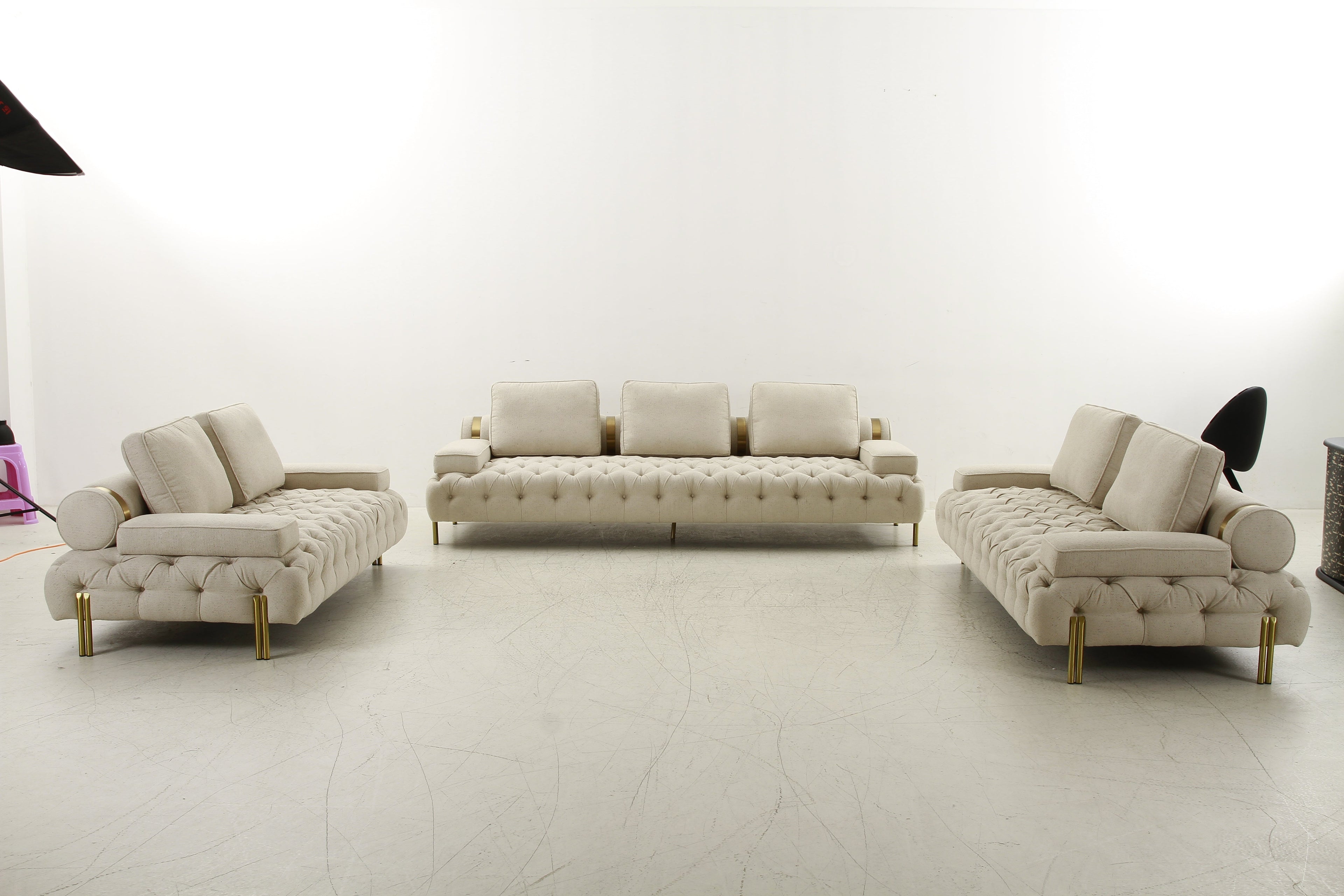 Tufting Beige 4-Seater Sofa (280cm)