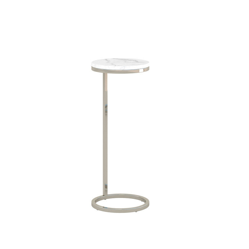 10Inch Plated Nickel Martini Round Table With Carrara Marble