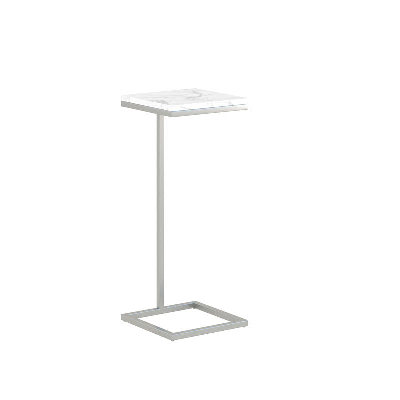 10Inch Brushed Nickel Martini Square Table With Carrara Marble