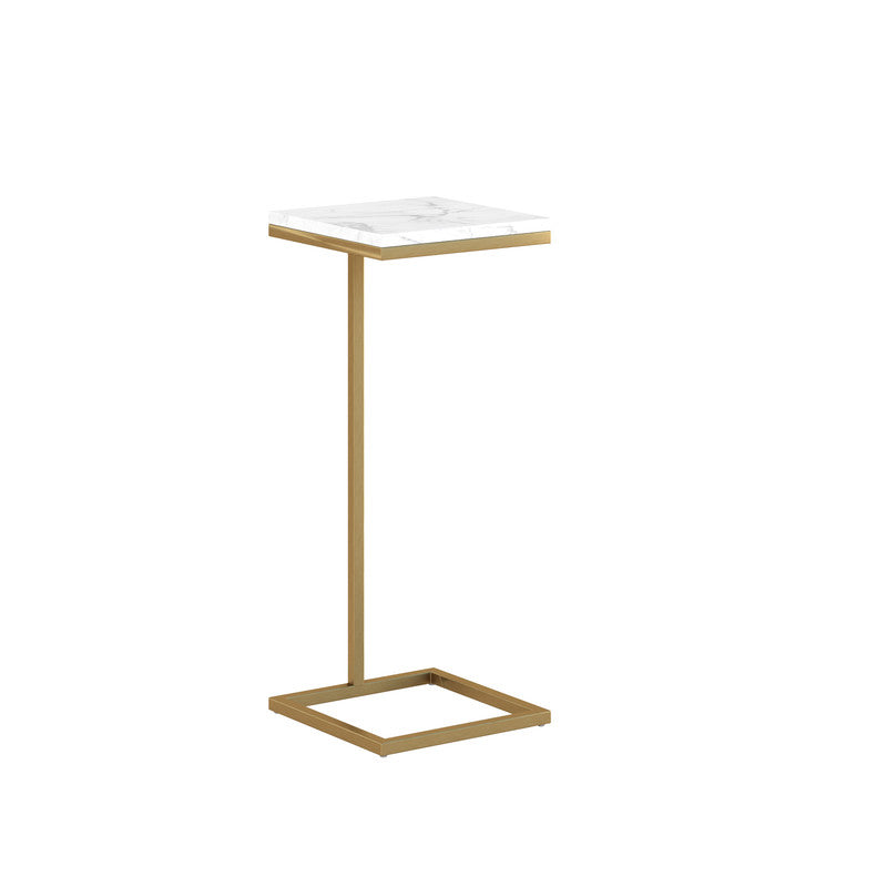 10Inch Brass Martini Square Table With Carrara Marble