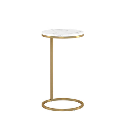 14Inch Brass Martini Round Table With Carrara Marble