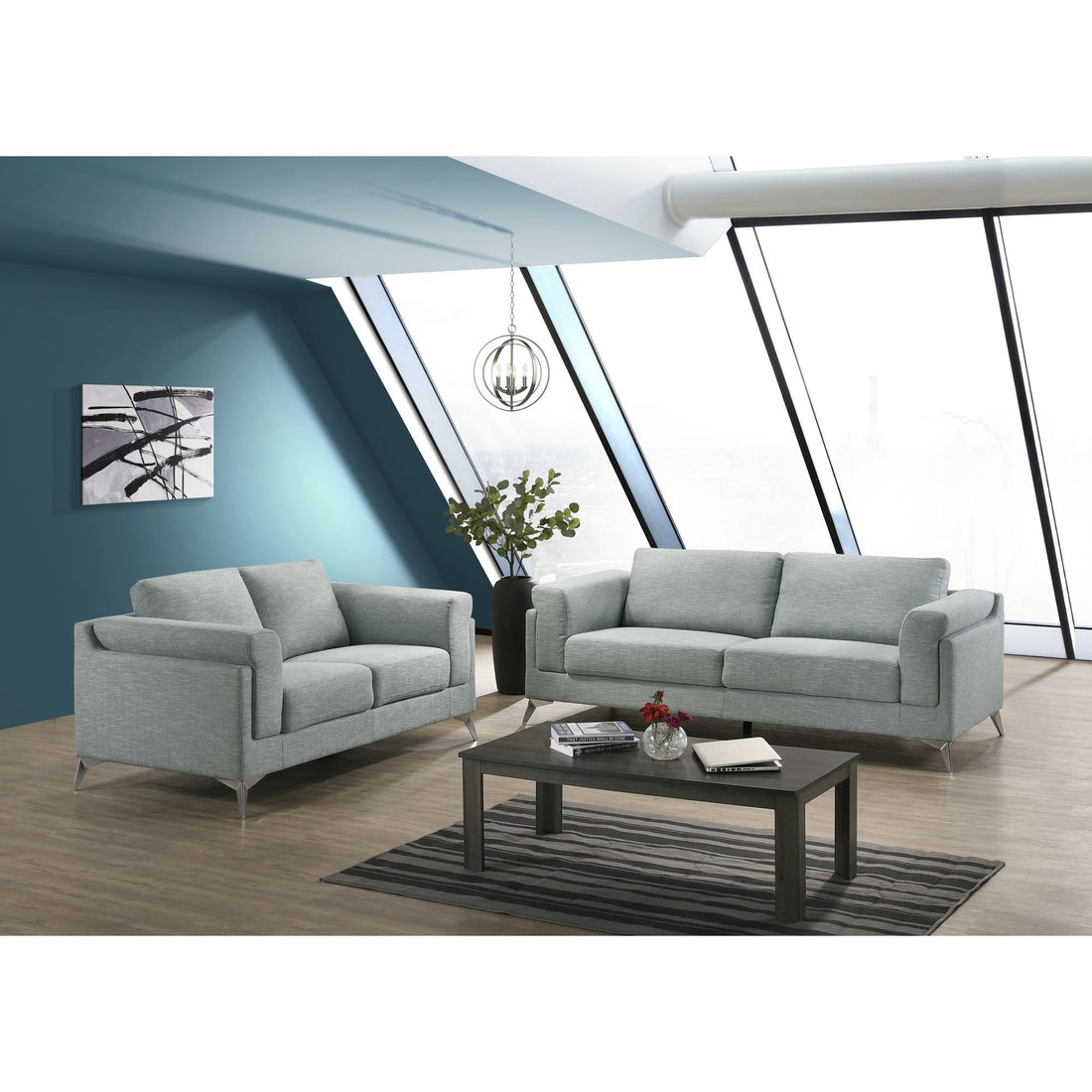 Miami Sky Blue Sofa Set