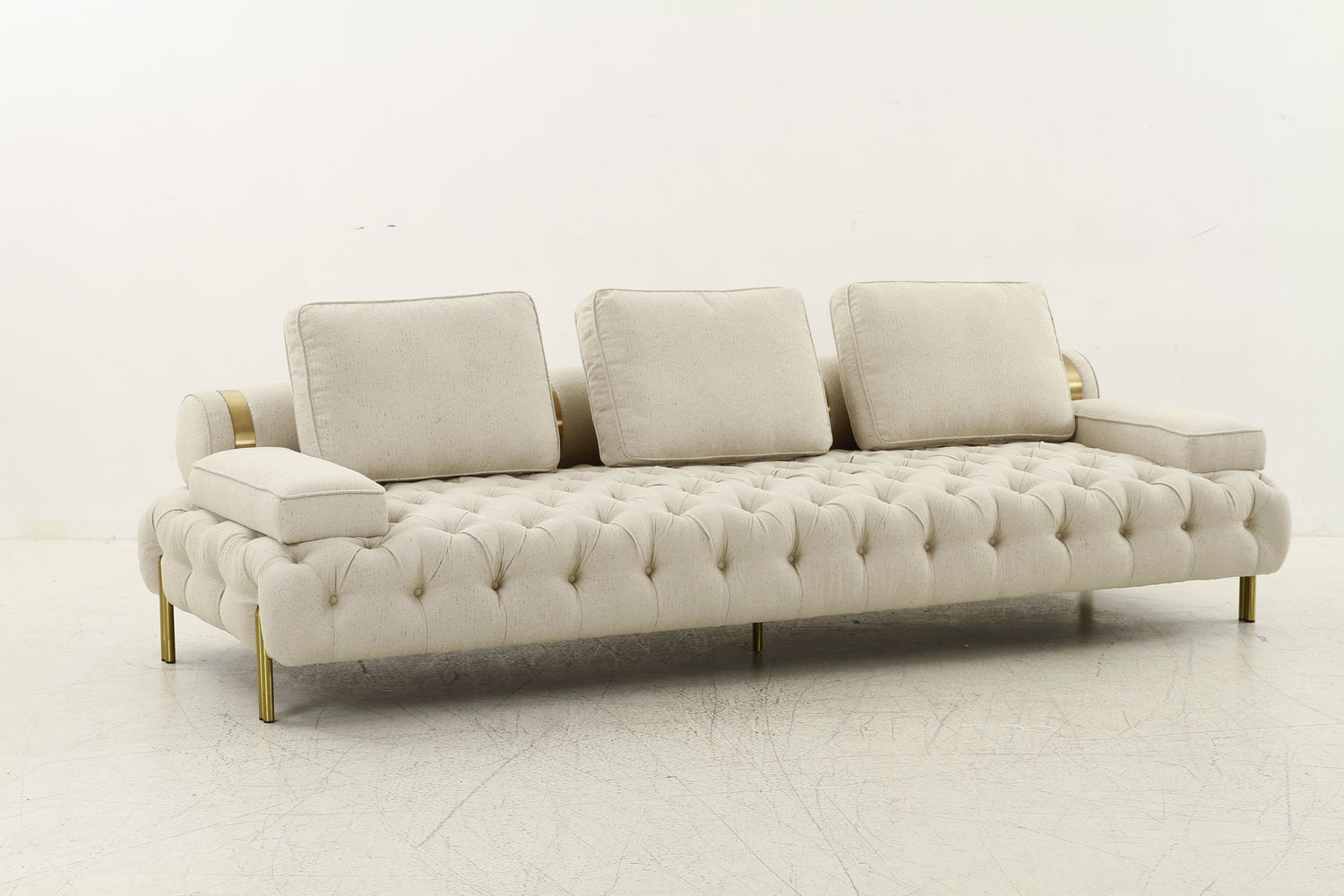 Tufting Beige 4-Seater Sofa (280cm)