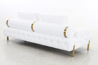 Tufting White 3 Seater Sofa
