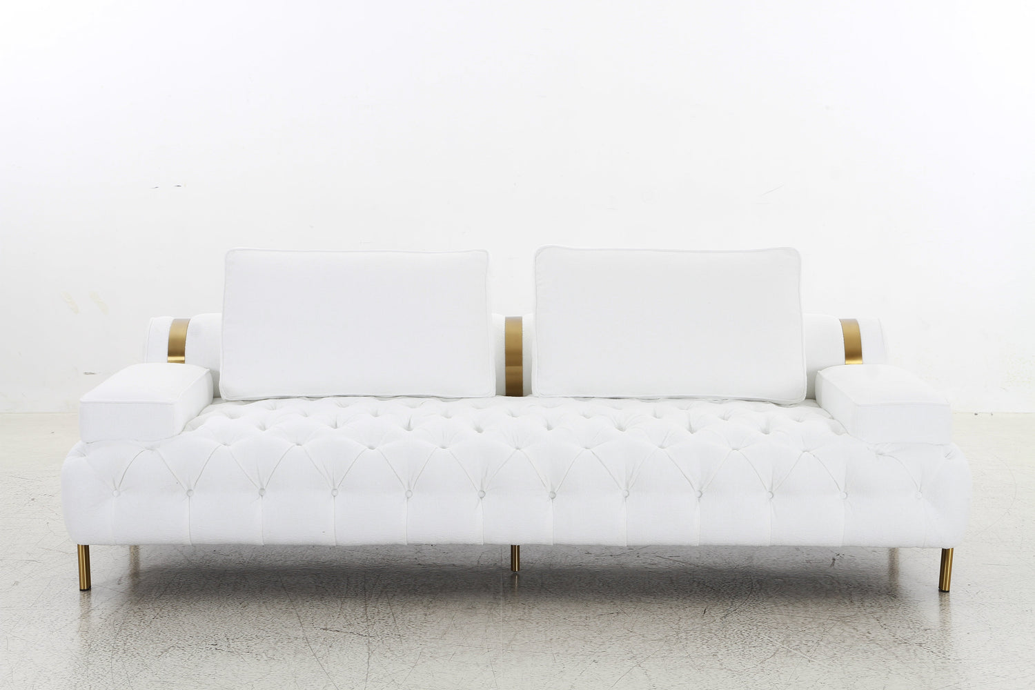 Tufting White 3 Seater Sofa